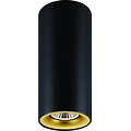 Fantasia Plafonnier cylindrique Fantasia Buto en aluminium noir et or avec douille GU10, LED 5W dimmable