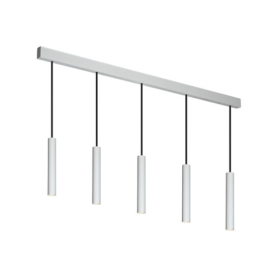 Fantasia Fantasia Paloma LED-Pendelleuchte, 5 Lichtpunkte, weißes Aluminium, COB-LED 2700K, IP20, dimmbar