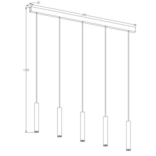 Fantasia Fantasia Paloma LED hanglamp met 5 lichtpunten van 4,5 watt, zwart aluminium, 2700K warm wit licht
