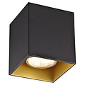 Fantasia Fantasia Barbara square ceiling light in black / gold for one GU10 bulb (excl.), width 82.5 mm, height 95 mm, IP20