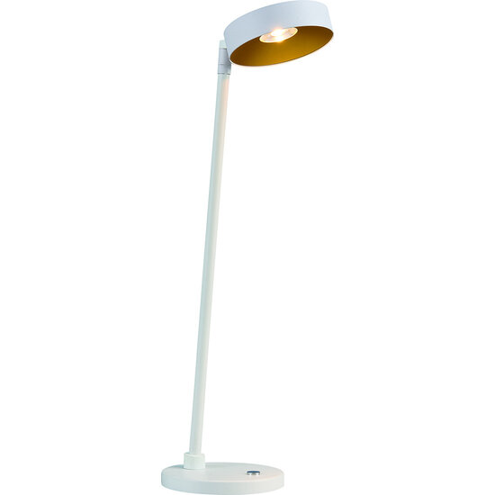 Fantasia Fantasia Bora lámpara de mesa LED, aluminio blanco y oro, 12,5W LED integrado, 2700K, diámetro 140mm, altura 560mm, IP20