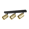 Fantasia Fantasia Tabor plafondspot 3-lichts, zwart met geborsteld goud, aluminium, GU10 fitting excl. lichtbron