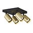 Fantasia Spot Tabor carré en saillie, 4 lumières, GU10 (ampoule excl.), aluminium, noir/or brossé, dimmable, IP20