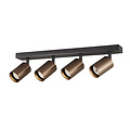 Fantasia Fantasia Tabora spot plafond, 4 lumières, noir et bronze brossé, aluminium, douille GU10, ampoule non incluse