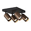 Fantasia Fantasia Tabora foco cuadrado de superficie, 4 luces, negro con bronce cepillado, aluminio, portalámparas GU10 sin bombilla
