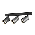 Fantasia Fantasia Tabore, spot plafond avec 3 douilles GU10 (ampoule non incluse), noir et acier brossé, 350 x 145 x 60 mm