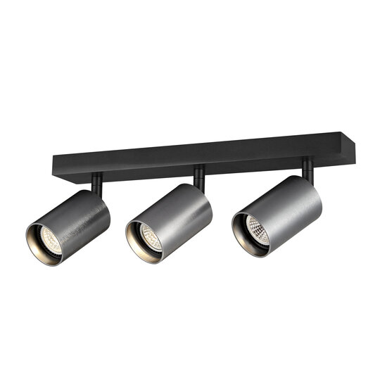 Fantasia Fantasia Tabore, foco de techo con 3 portalámparas GU10 (bombilla no incluida), negro y acero cepillado, 350 x 145 x 60 mm