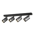 Fantasia Fantasia Tabore plafonnier spot 4 GU10 (excl.), noir et acier brossé, aluminium, 480 x 145 x 60 mm, IP20