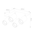 Fantasia Fantasia Tabore 4L foco de superficie cuadrado, GU10 (excl.), aluminio, negro/acero cepillado, IP20, 200x200x145 mm