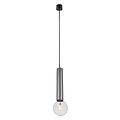 Fantasia Fantasia Tabore pendant lamp, aluminium, black with brushed steel, E27 socket (excl.), 56 mm diameter, IP20