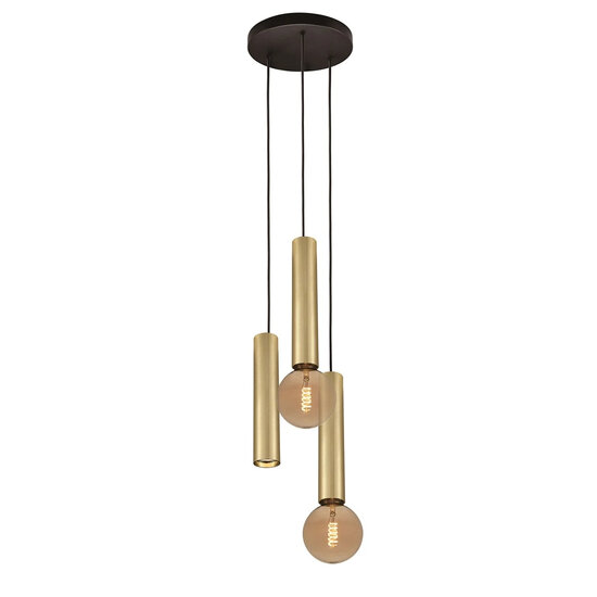 Fantasia Fantasia Taboro lámpara colgante con 3 portalámparas (1x GU10, 2x E27, bombillas no incluidas), negro y oro cepillado, diámetro 260 mm