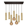 Fantasia Fantasia Taboro pendant lamp with 7 light points (4x GU10 + 3x E27, excl.), aluminium, black and brushed gold, IP20