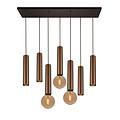 Fantasia Suspension Fantasia Taboron, 7 points lumineux (4x GU10 + 3x E27, ampoules non incluses), aluminium noir et bronze brossé