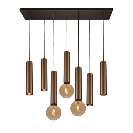 Fantasia Fantasia Taboron hanging lamp, 7 light points (4x GU10 + 3x E27, bulbs excluded), aluminium in black and brushed bronze