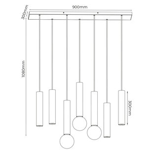 Suspension Fantasia Taboros 7 points GU10/E27 noir/acier