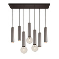 Fantasia Suspension Fantasia Taboros à 7 points lumineux (4x GU10, 3x E27, ampoules excl.), noir et acier brossé, 900 x 1080 mm