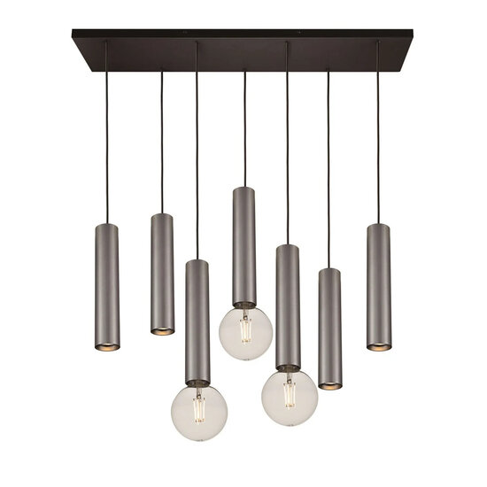 Fantasia Fantasia Taboros pendant light with 7 light points (4x GU10, 3x E27, excl. bulbs), black with brushed steel, 900 x 1080 mm