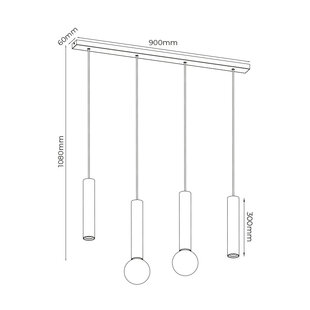 Suspension Fantasia Taboro 4 lumières noir et or brossé