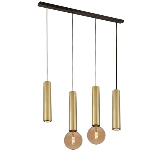Fantasia Lámpara colgante Fantasia Taboro, 4 luces, aluminio, negro y oro cepillado, 2x GU10 y 2x E27