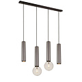 Fantasia Lámpara colgante Fantasia Taboro, 4 luces, aluminio, negro y acero cepillado, 2x GU10 y 2x E27