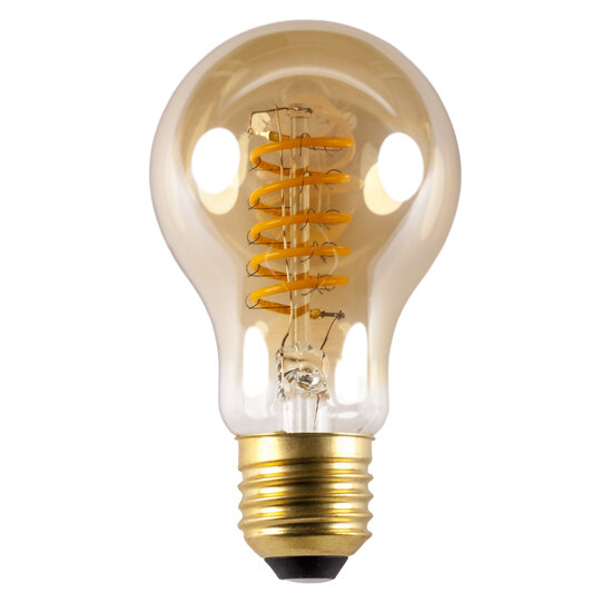 Fantasia Fantasia Spiral A55 bombilla LED E27, vidrio ámbar, 5 vatios, 2200K blanco cálido, regulable, IRC>80, diámetro 60 mm