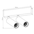 Fantasia Lopal spot plafond LED noir, 2 points lumineux orientables, 2x4,5W LED COB, 360 lumens, 2700K blanc chaud, dimmable