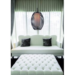 Fantasia Muna hanglamp ovaal zwart-wit glas E27 250mm