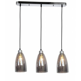 Fantasia Cabo suspension verre gris conique 3xE14 120cm