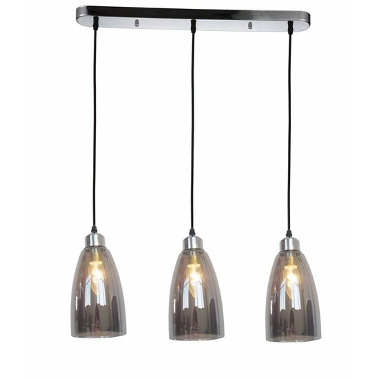 Fantasia Lámpara colgante Fantasia Cabo, cristal ahumado cónico, 3x E14 (bombillas no incluidas), 120cm de alto, cromo