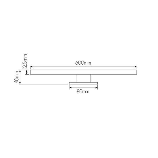 Fantasia Fantasia EVIA mirror lamp with integrated LED 8W, 730 lumen, 2700K warm white, IP44 rated, black ABS, 600x40mm