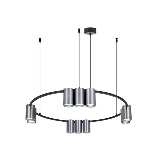 Fantasia Fantasia ISE hanglamp, 10x GU10 (excl. lichtbron), Ø600mm, aluminium, geborsteld staal en zwart, IP20