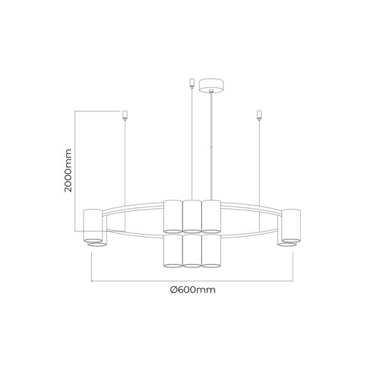 Fantasia Lámpara colgante Fantasia ISE, 10x GU10 (bombillas no incluidas), Ø600mm, aluminio, acero cepillado y negro, IP20