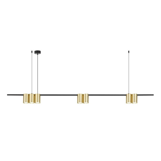 Fantasia Suspension Fantasia ISE avec 7 douilles GU10 (ampoules excl.), aluminium, or brossé et noir, largeur 150 cm, IP20