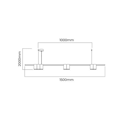 Fantasia Fantasia ISE pendant light with 7 GU10 sockets (bulbs excl.), aluminium, brushed gold and black, 150 cm wide, IP20