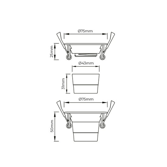 Fantasia Fantasia Deep Deco schwenkbarer Einbauspot, weiß, Ø75 mm, integriertes LED-Modul 8W 2700K, 831 Lumen, dimmbar, Energieklasse F