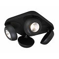 Fantasia Fantasia OLEO vierkante plafondlamp met 4 richtbare spots, LED 4x7W 3000K, zwart, dimbaar
