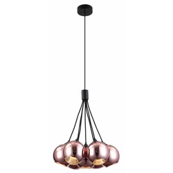 Fantasia Rogodo hanglamp 7 glazen bollen roze goud