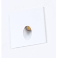 Vierkante inbouw wandlamp LED, wit, 65x65mm, 3,3W, 220 lumen, 3000K warm wit licht, niet dimbaar