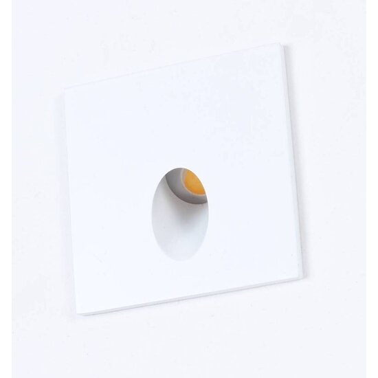 Vierkante inbouw wandlamp LED, wit, 65x65mm, 3,3W, 220 lumen, 3000K warm wit licht, niet dimbaar