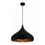 Fantasia Lámpara colgante Fantasia RONIN, forma de gota, negro con interior dorado, Ø42 cm, altura regulable hasta 1555 mm, casquillo E27, bombilla no incluida