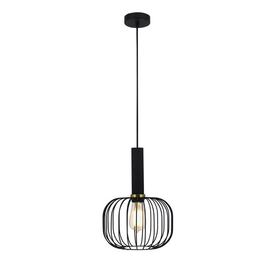 Fantasia Suspension Fantasia Noah noire et dorée, douille E27 (ampoule non incl.), Ø250 mm, hauteur 360 mm, câble textile noir de 3 m.