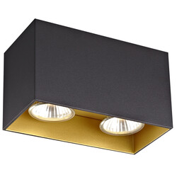 Plafón Fantasia BABAR cuadrado en negro y oro 2xGU10