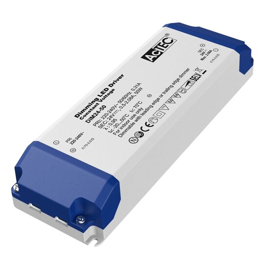 Fantasia Driver para tira LED Fantasia, 24V, 50W, tensión constante (CV), regulable con Triac, para instalaciones de tiras LED regulables.