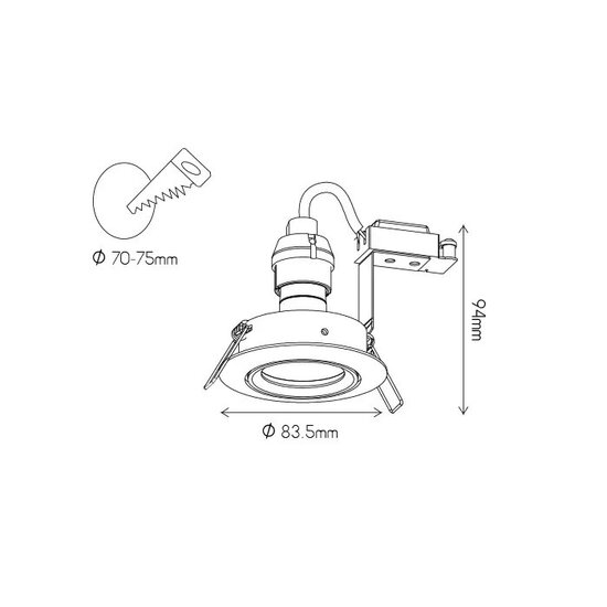 Fantasia Fantasia Saturn adjustable recessed spotlight, brushed steel finish, GU10 socket, 83 mm