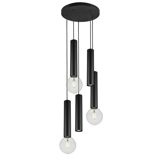 Fantasia Fantasia Taboo zwarte hanglamp met 5 lichtpunten (2x GU10, 3x E27), lichtbron niet inbegrepen, Deco-collectie