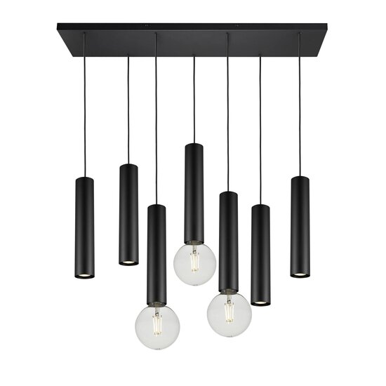Fantasia Lámpara colgante Fantasia TABOO con 7 puntos de luz (4x GU10, 3x E27) en negro, bombillas no incluidas