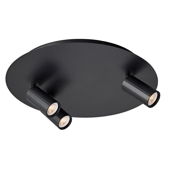 Fantasia Fantasia ORYX spot plafonnier, socle rond Ø350 mm noir, 3 points lumineux à douille MR11, ampoule non incluse