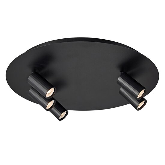 Fantasia Fantasia ORYX Deckenleuchte mit 5 MR11-Spots auf runder Grundplatte Ø450 mm, schwarz, Leuchtmittel nicht enthalten