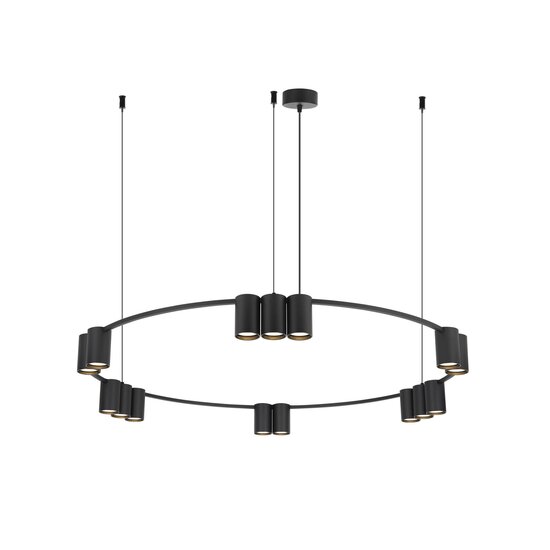 Fantasia Lámpara colgante Fantasia ISE con 15 portalámparas GU10 (bombilla no incluida), negra, diámetro 100 cm, colección Deco
