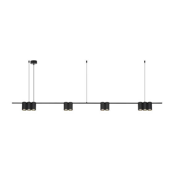 Fantasia Lámpara colgante Fantasia ISE en negro, portalámparas 10x GU10 (bombilla no incluida), longitud 180 cm, colección Deco